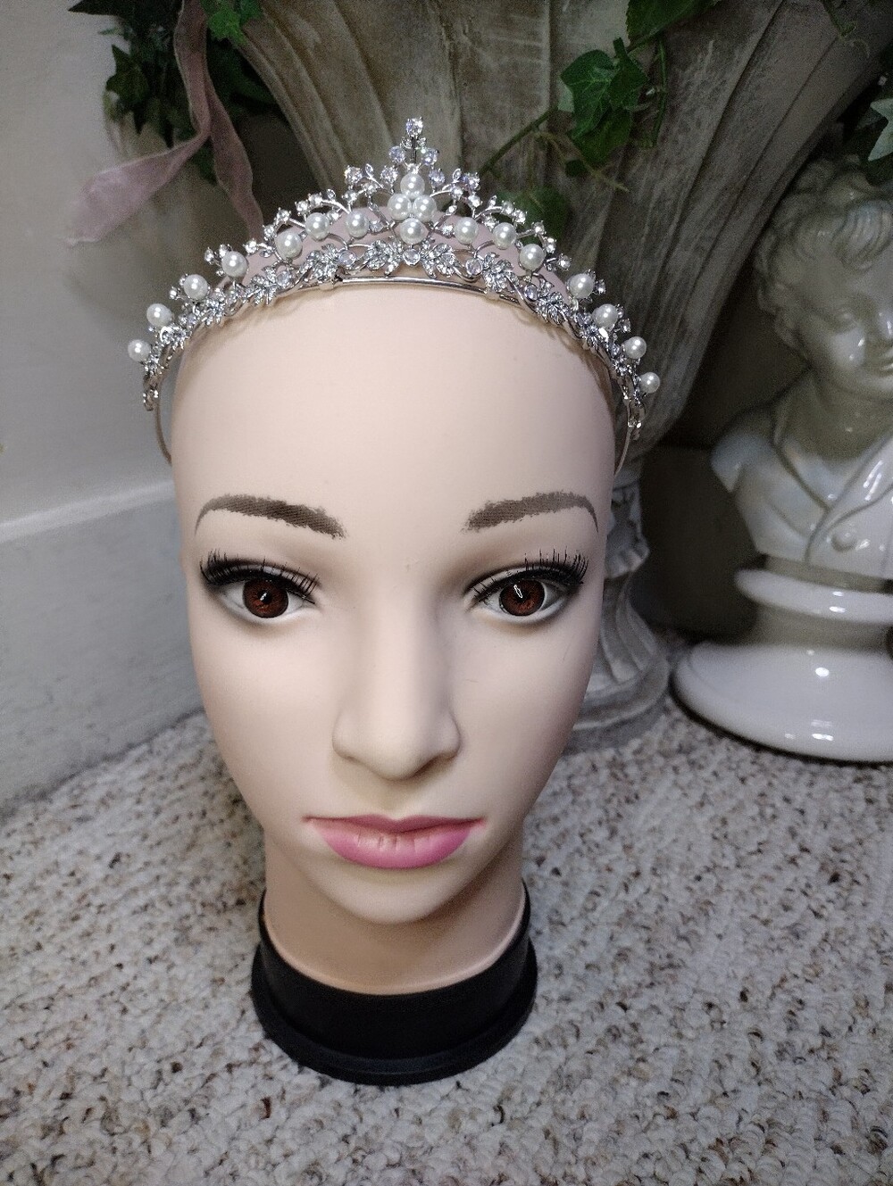 Believe By Brilliance Pearl & Cubic Zirconia Silver Plated Bridal Tiara